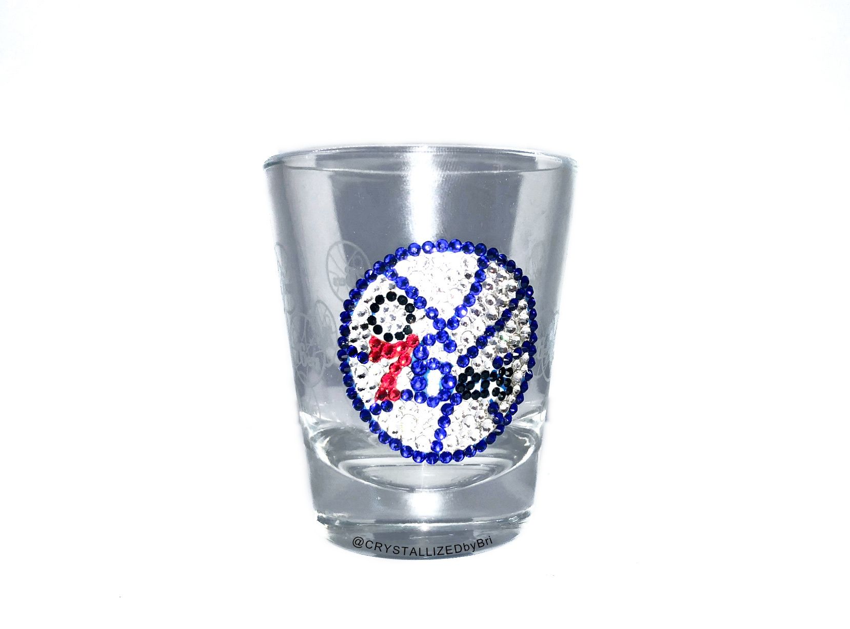 Buy Hand Made Crystallized Philadelphia 76ers Shot Glass Mlb Nba