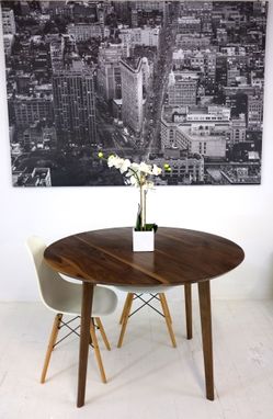 Custom Made Isabelle Mid Century Modern Solid Round Walnut Dining Table