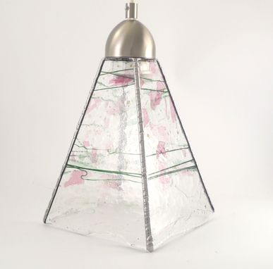 Custom Made Glass Pendant Light Clear With Pink And Green
