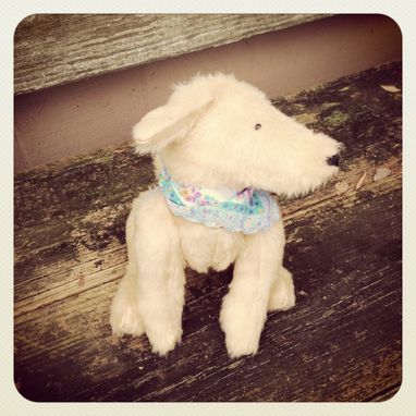 Custom Made Jointed Dog/Fur Made From Recycled Bottles/Vintage Style/Hand Stitched Details
