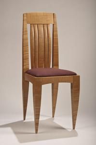 Hand Made Curly Maple Dining Chair With Upholstered Seat by Cyma ...