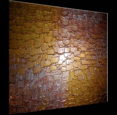 Custom Made Abstract Art Gold Metallic Sculptured Canvas Contemporary Palette Knife Painting