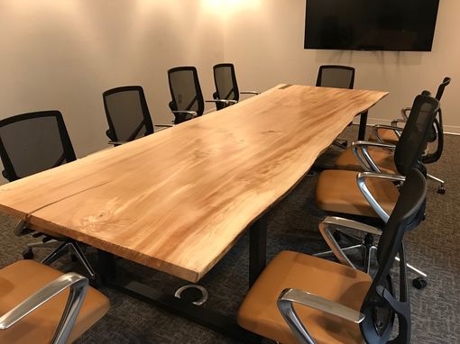 Custom Made Single Slab Cottonwood Live Edge Table For Conference Or Dining Room