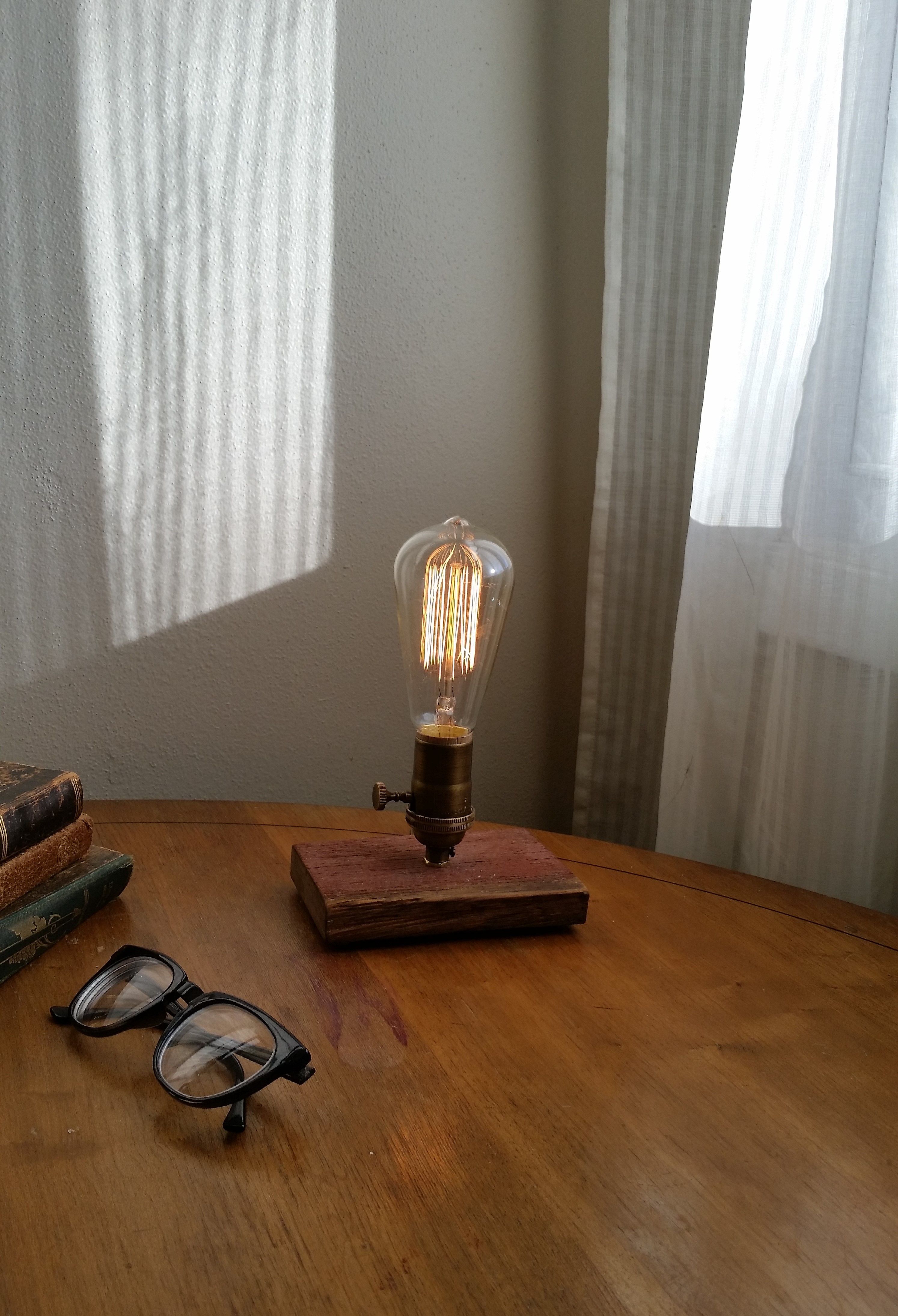 Buy Custom Barnwood, Table Lamp, Edison Lamp, Industrial, Mid Century