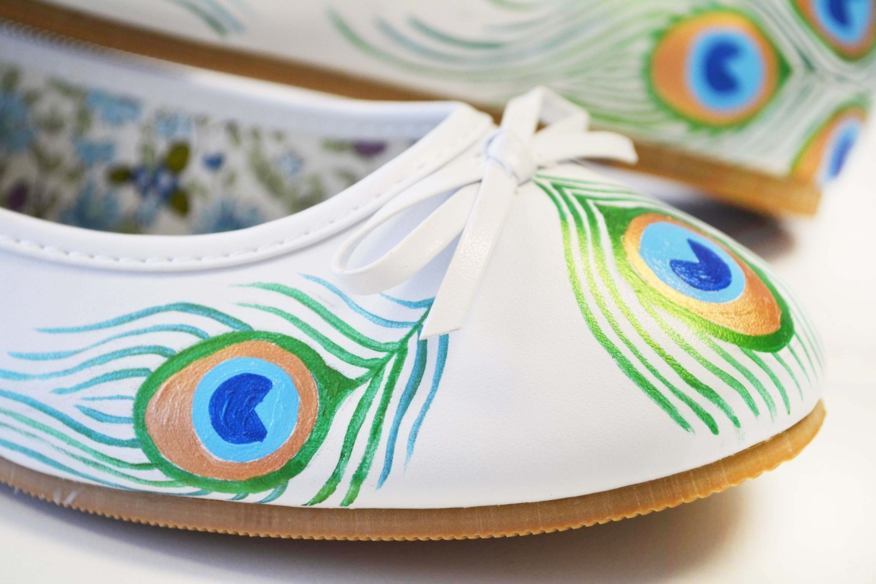 Hand Crafted Peacock Flats Wedding Flats Hand Painted Shoes by PONKO