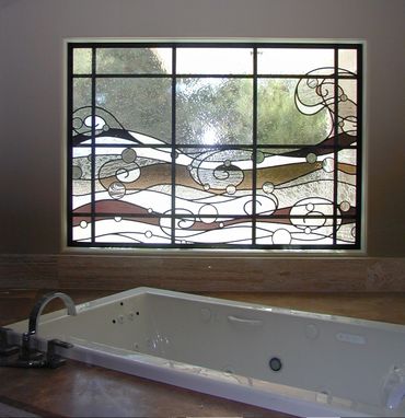 Custom Made Custom Stained Glass In Master Bathroom