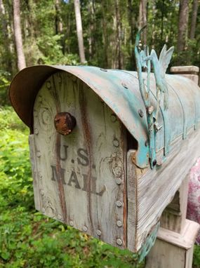 Custom Made Rustic Mailbox With The Copper Roof And Custom Flag