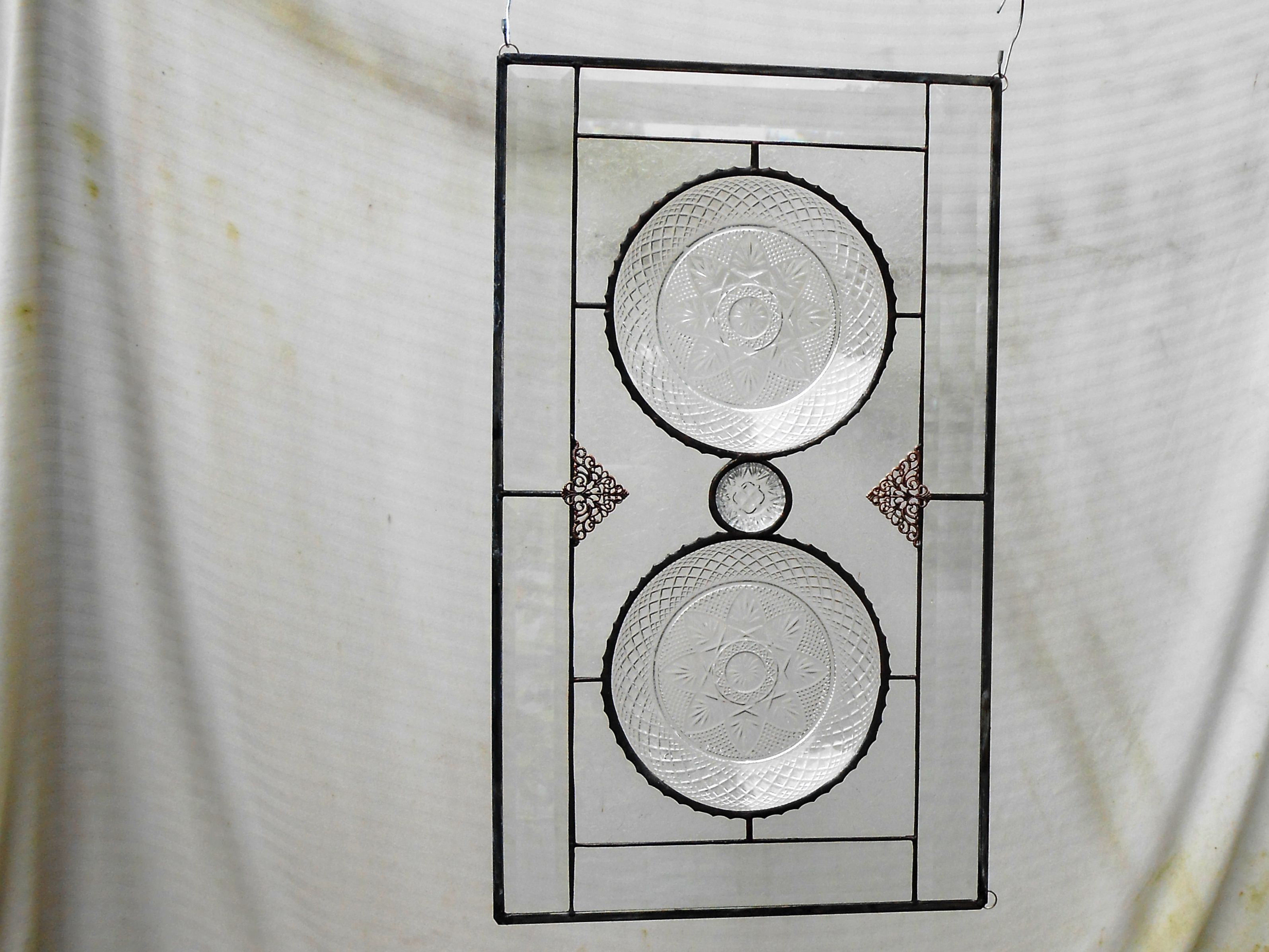 Buy Custom Stained Glass Plate Panel Window Transom, Vintage Crystal