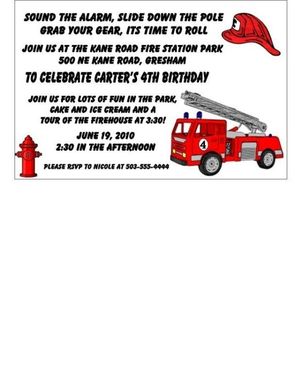 Custom Made 25 Customizable Fireman Childrens Birthday Invitations Listing Stats