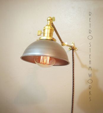 Custom Made Adjustable Articulating Wall Mount Industrial Light - Unfinished Steel & Brass Sconce