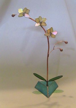 Custom Made Orchid-Kaliedoscope-In Ever-Blooming 3d Iridescent Ecru Stained Glass