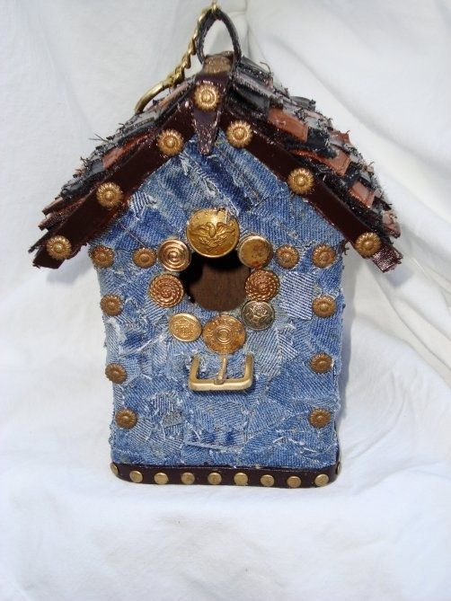 Custom Blue Jean Birdhouses "Hide A Key' Pocket by A 1 Time Design