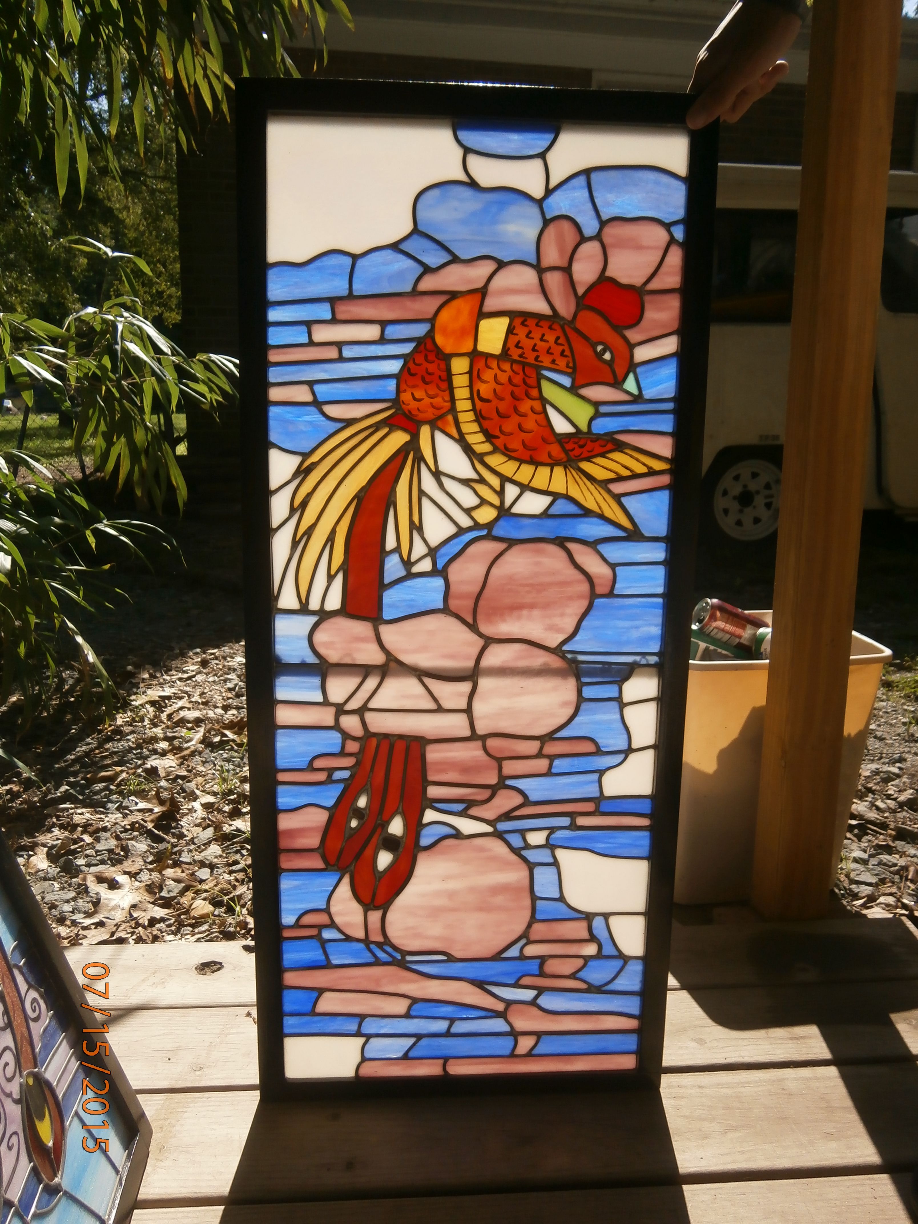 Buy Hand Crafted Four Panels Stained Glass Room Screen By July 30, made