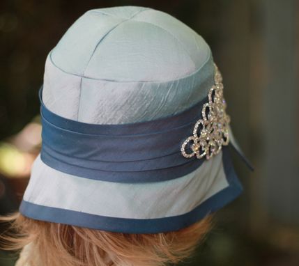 Custom Made Silk Cloche 1920s Hat With Rhinestone Enrichement
