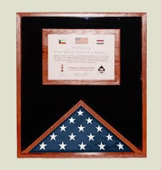 Custom Made Flag Display Cases With Certificate Holder