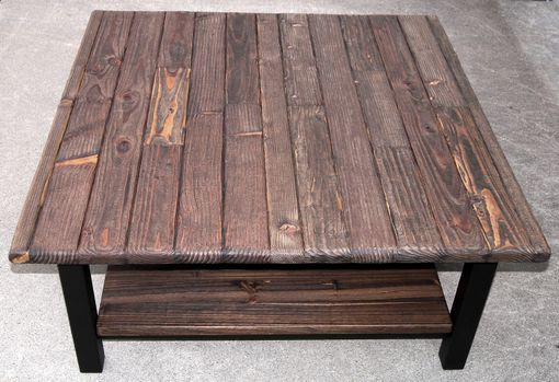 Custom Made Modern Industrial Farmhouse Coffee Table, Urban Rustic Wood & Steel Coffee Table