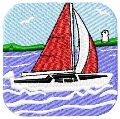 Custom Made Sailboat Embroidery Design