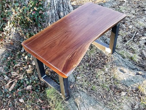Custom Made Walnut Coffee Table- Live Edge Table- Dark Wooden Coffee Table- U Shape Legs- Modern