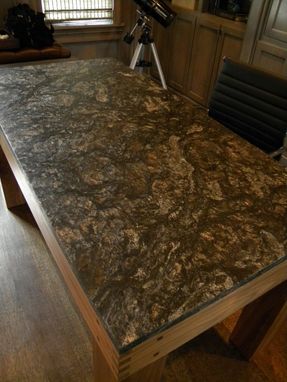 Custom Made Walnut Parsons Style Desk With Granite Top