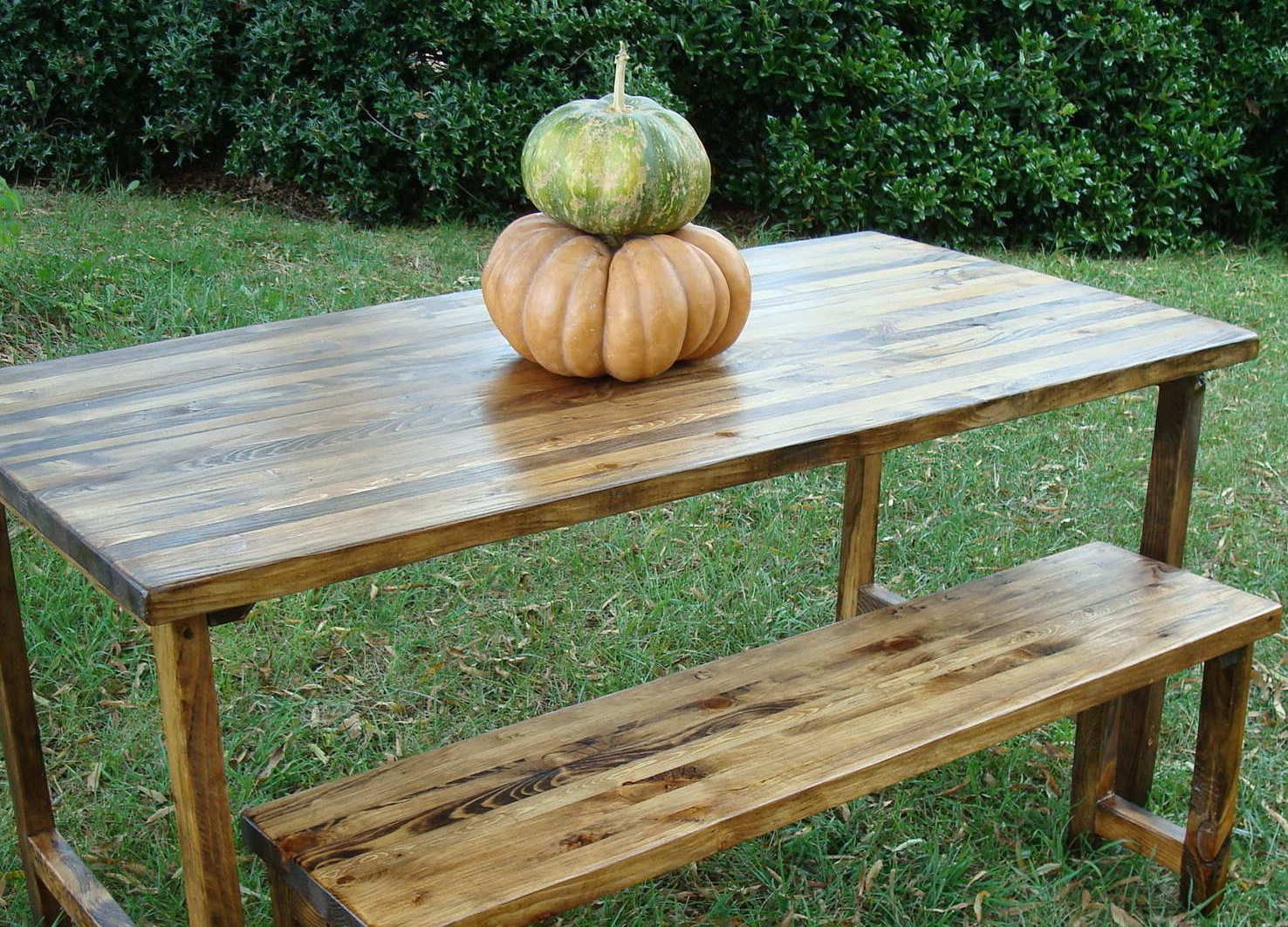 Buy Hand Made Reclaimed Wood Table And Bench, made to order from
