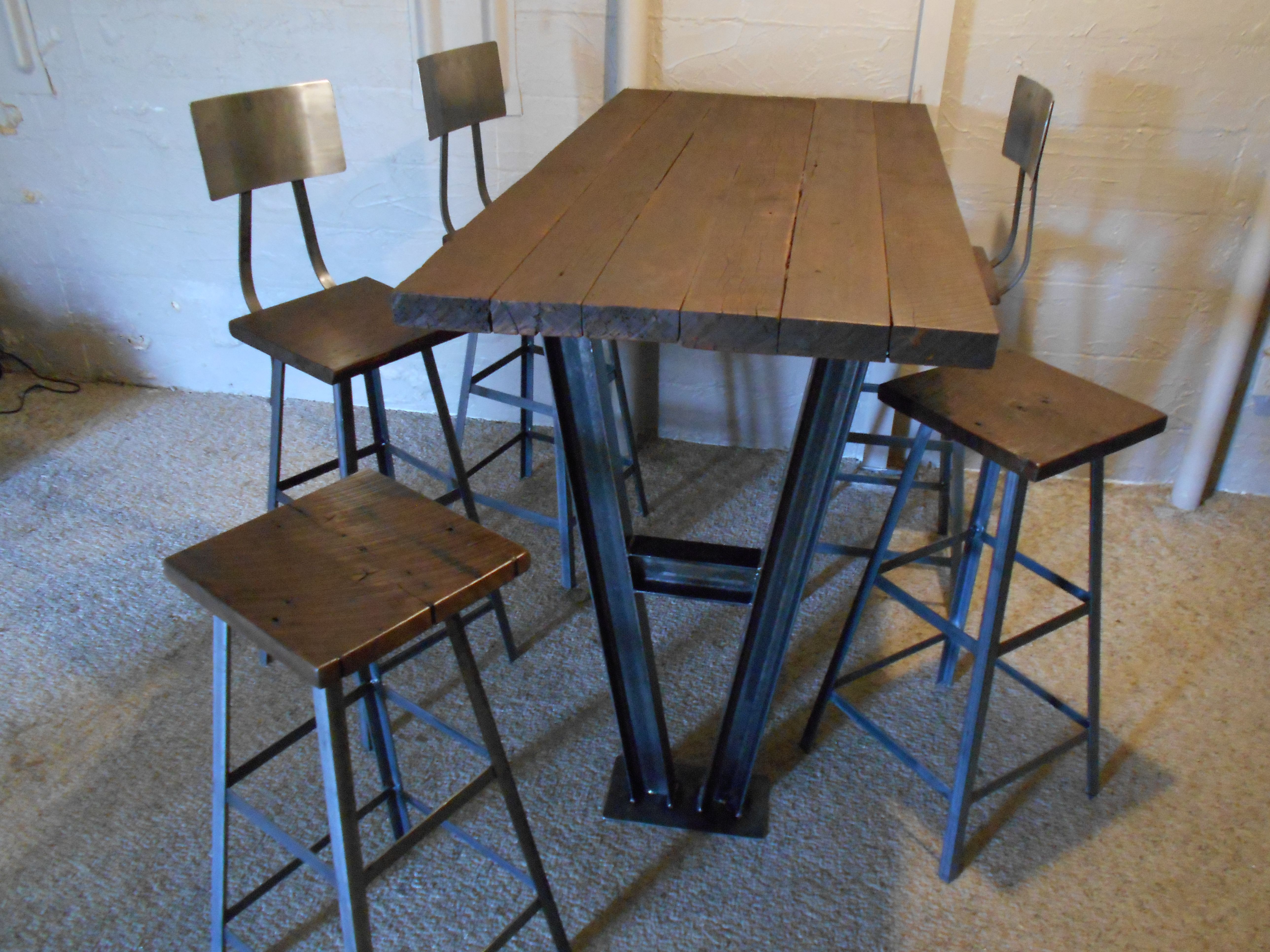 Hand Made Industrial Trestle Wall Mounted Bar Table by Twisted Arc