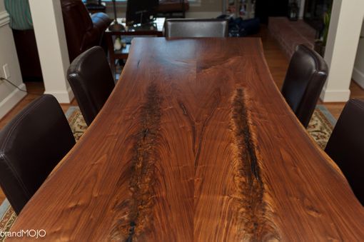 Custom Made Walnut Live Edge Dining Table With Tapered Legs