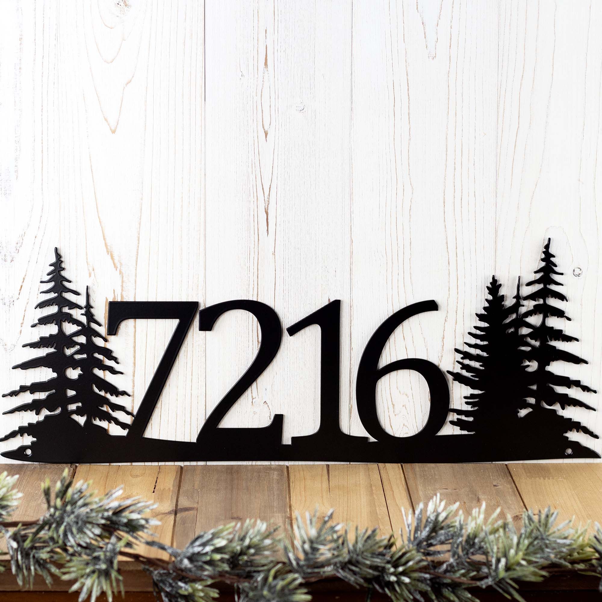 Buy Hand Made House Numbers Sign, Pine Tree Wall Art, 5inch House