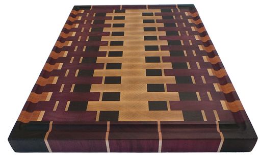 Custom Made Abstract - End Grain Exotic Wood Cutting Board