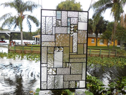 Custom Made Patchwork Quilt Stained Glass Window Panel Crazy Quilt In Crystal Clear