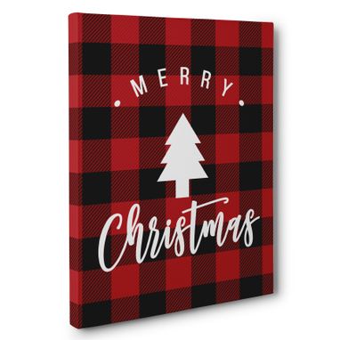 Custom Made Merry Christmas And Flannel Canvas Wall Art