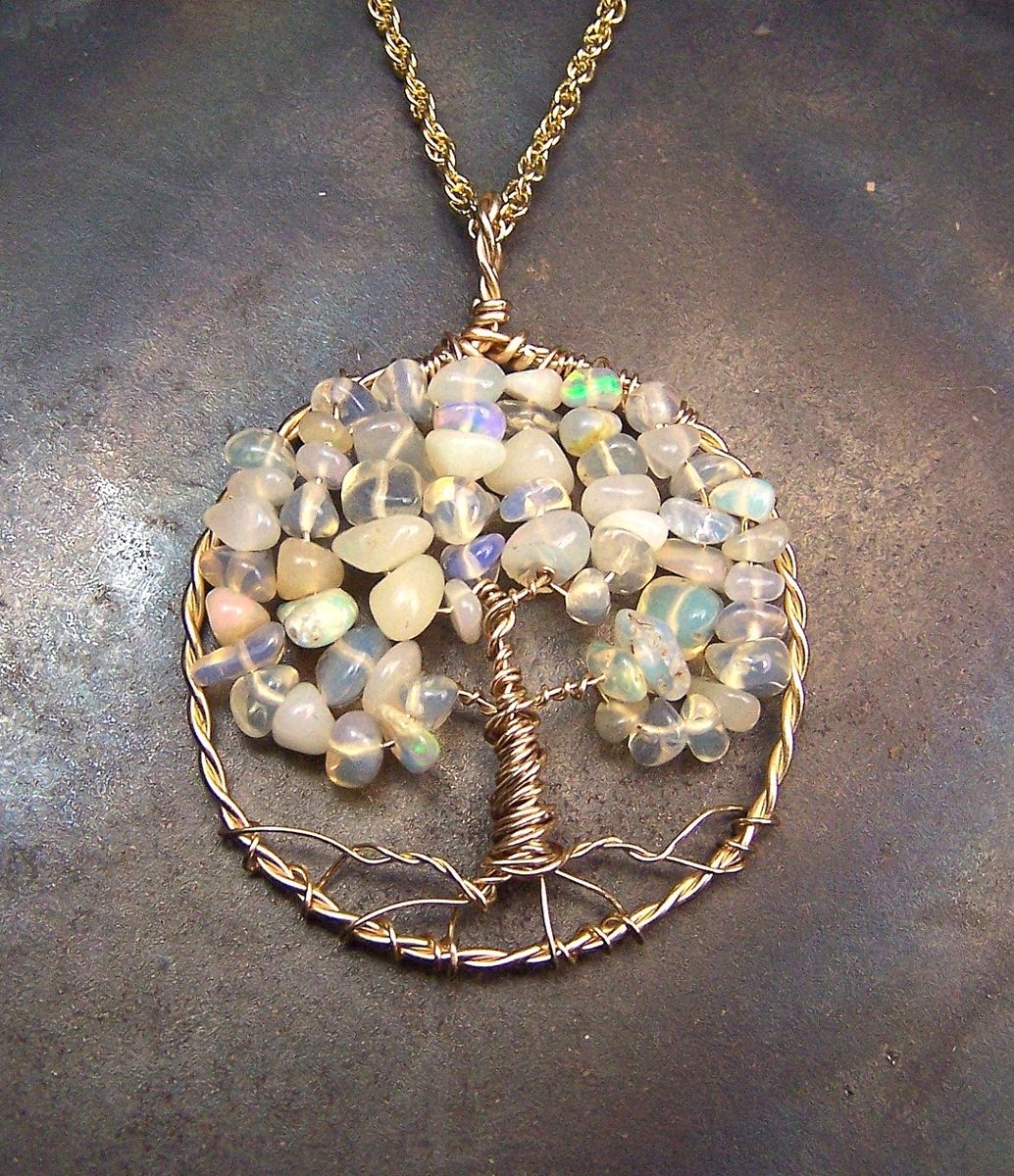 Hand Made Opal Tree Of Life Pendant.- Ethiopian Opal - Welo Opal