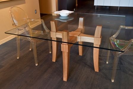 Custom Made Glass Top Dining Table