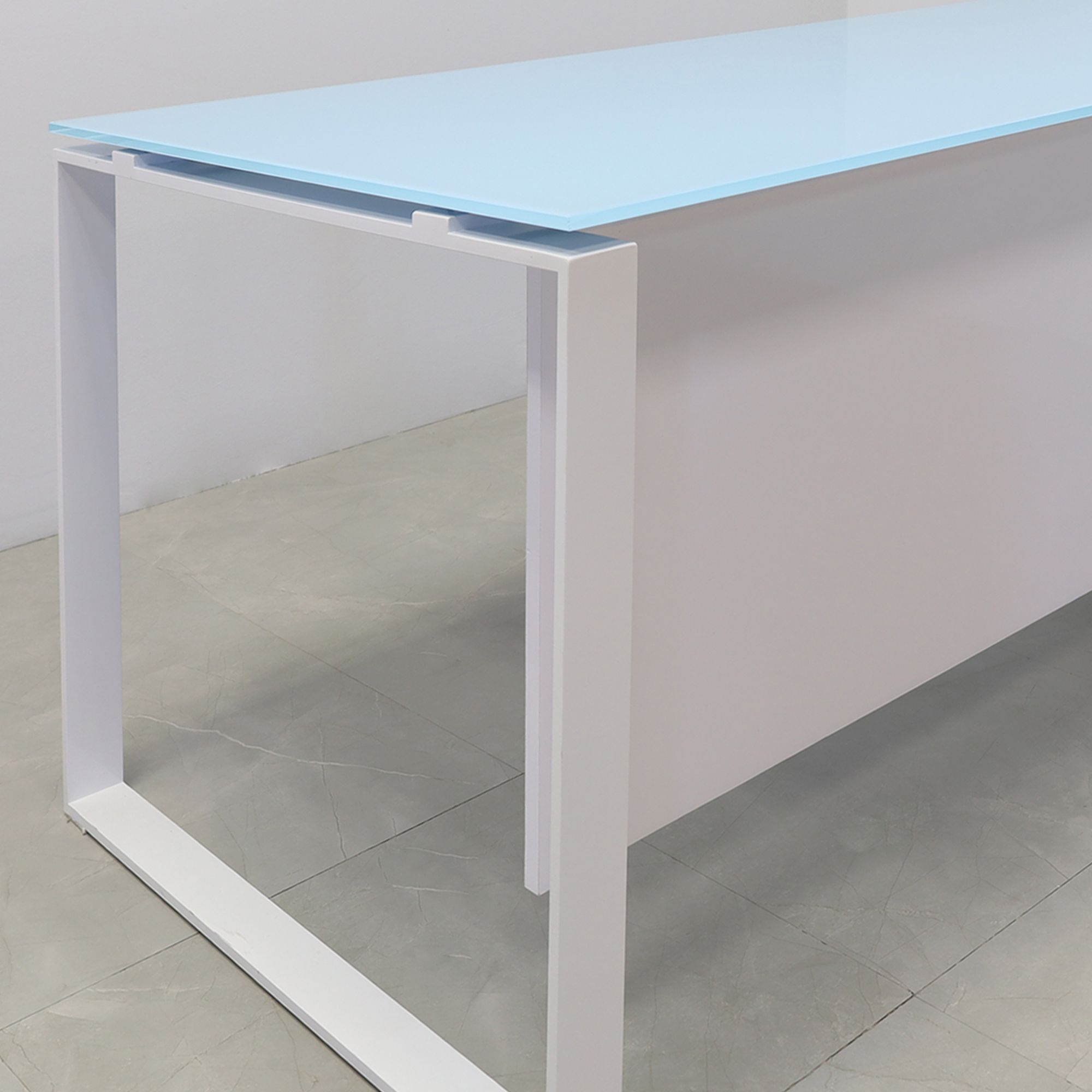 Handmade Custom Modern Executive Office Desk, Tempered Glass Top