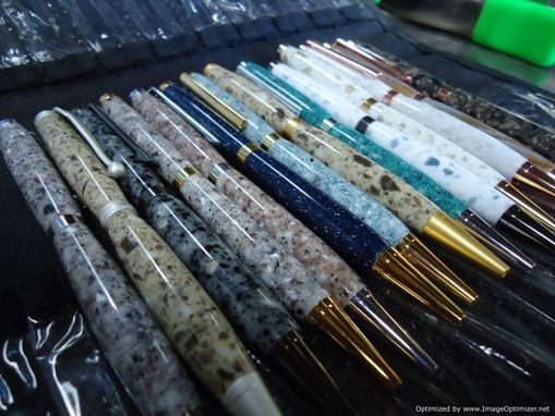 Custom Made Handmade Wooden, Acrylic, Poly Resin, Or Corian Granite Slimline Twist Pen, Black Ink, Cross Refill