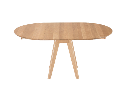 Custom Made Extendable Dining Table, Round Extension Table With Leaf In Solid Oak, Round To Oval