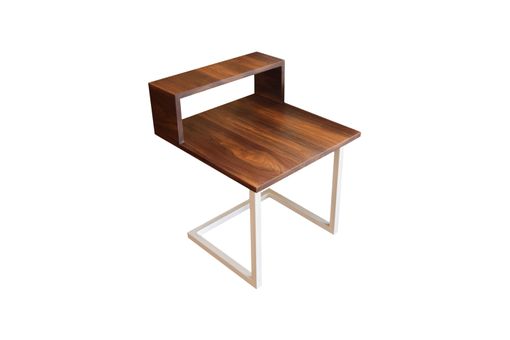 Custom Made Modern Walnut Side Table - Steel Base