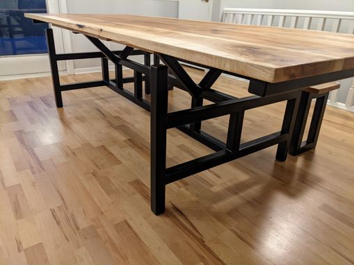 Custom Made Customizable Hidden Leaf Dining Room Extention Table With Hardwood Top (Optional Bench(S))