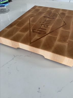 Custom Made Maple End Grain Cutting Board With Cherry Inlay