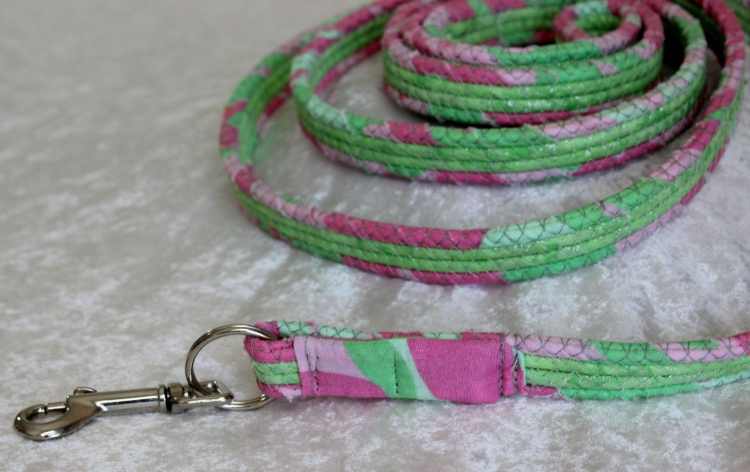 Handmade Free Shipping Dog Leash. Fabric Wrapped Clothesline. Medium