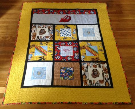 Custom Made Dazzling Wizard Of Oz Quilt With Hand Applied Sequin Ruby Slippers And Appliqués