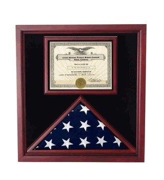 Custom Made Flag Display Cases With Certificate Holder