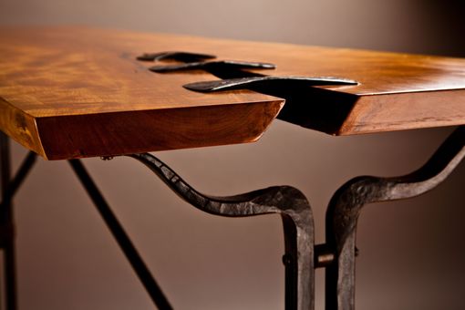 Custom Made Forged Steel And Live Edge Cherry Hall Table