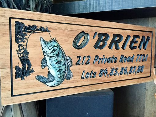 Custom Made Personalized Wood Signs, Lake House Sign, Large Mouth Bass Fish, Rustic Lake House Decor