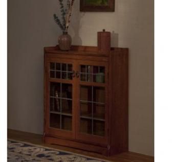 Custom Bookcase With Leaded Glass Doors By Cold River Furniture