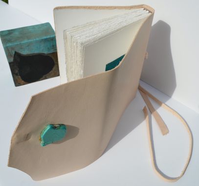 Custom Made Handmade White Leather Bound Journal Desert Motif Expedition Travel Diary Notebook Ledger