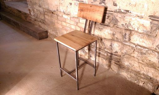 Custom Made Modern Style Bar Stools With Back Rest Made From Reclaimed Wood And Metal