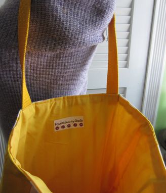 Custom Made Upcycled Tote Bag Made From A Vintage Striped Kitchen Towel