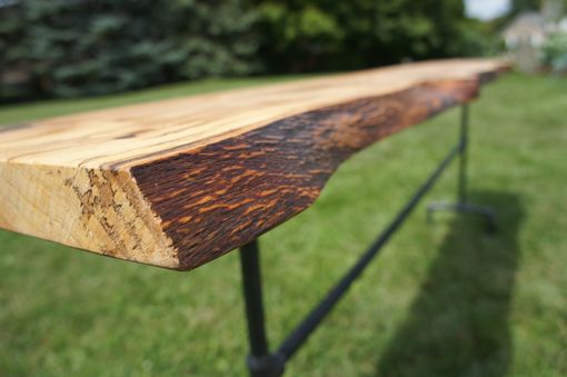 Custom Made Industrial Live Edge Console Table, Handmade In Usa