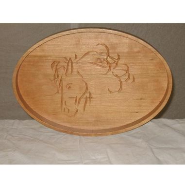 Custom Made Carved Oval Serving Tray