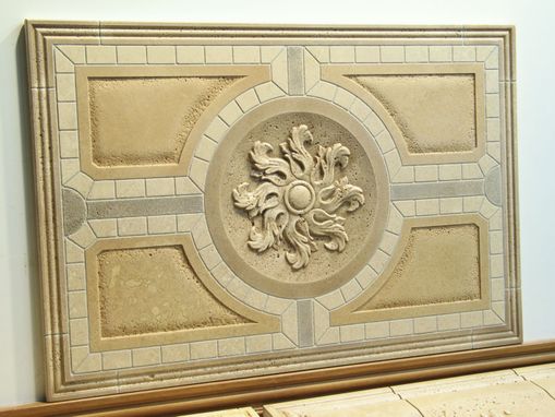 Custom Made Mosaic Travertine With Classic Relief Carving